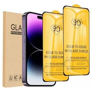 Mica Cristal Templado 9D Para Modelos iPhone - (2 Pieza)